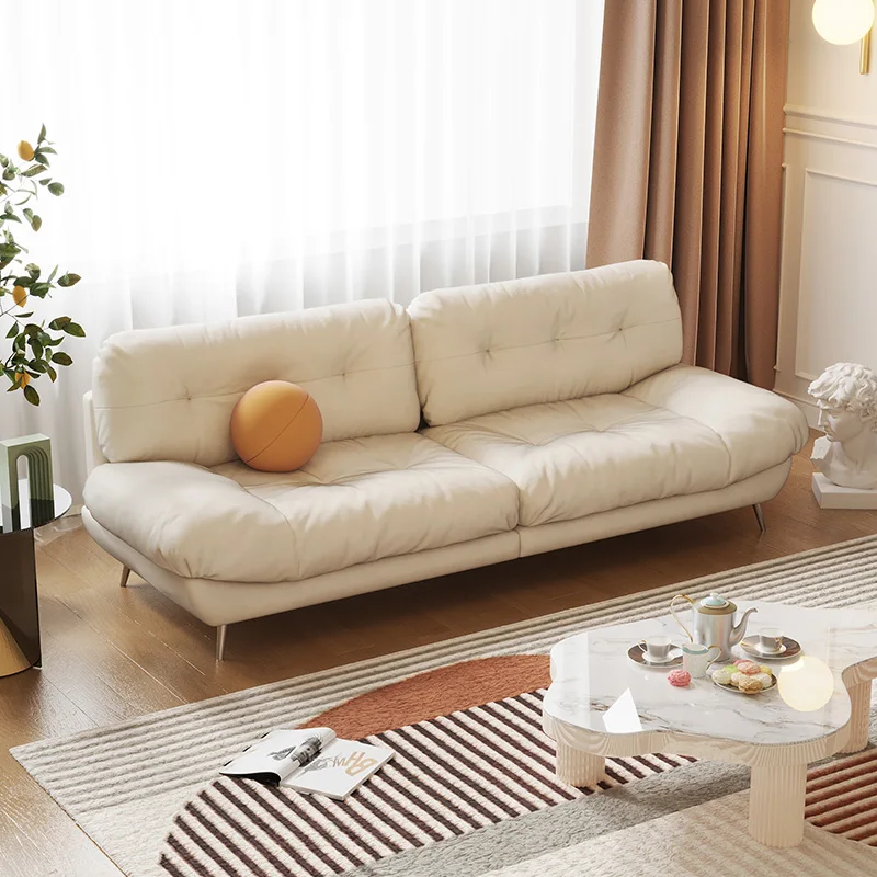 Three People Living Room Technology Fabric Nordic Modern Minimalist Cloud Sofa New Small Apartment Light Luxury Home