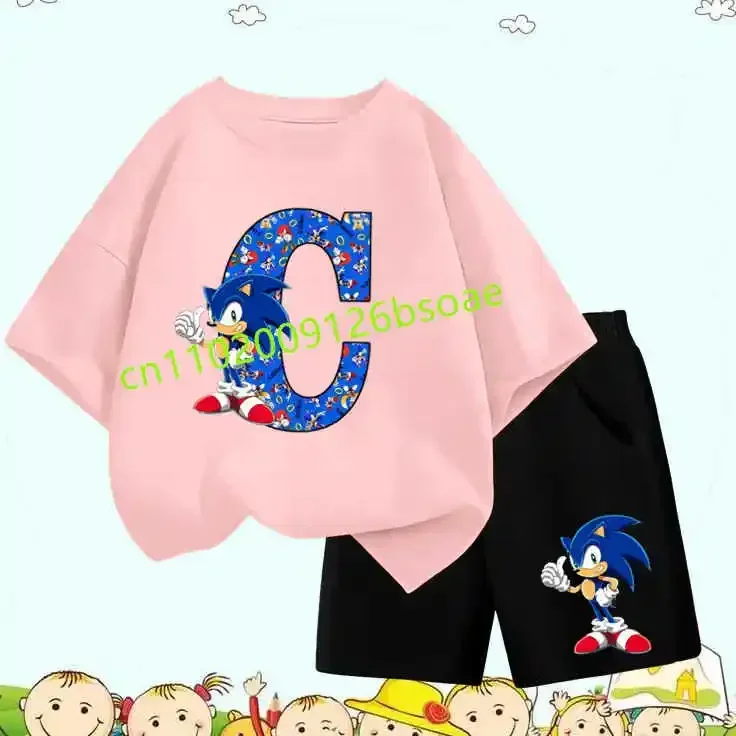

Spring Children Baby Clothes Sets Hot Summer New T-shirts Set Boys Sonics T-shirt Shorts 2 Pcs Sets Kids Boys Anime T Shirt Suit