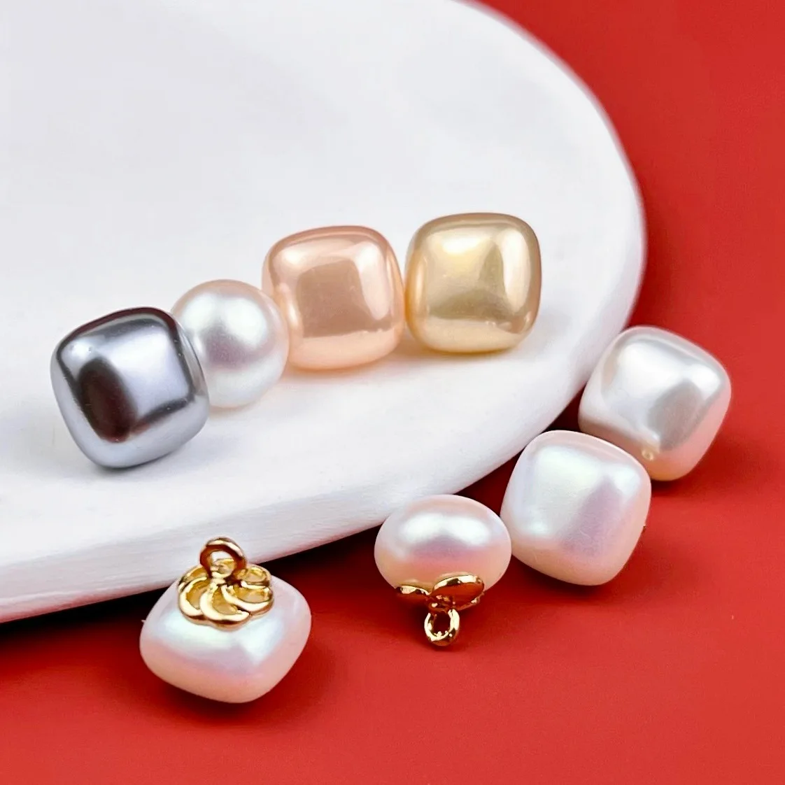 

10pcs Pearl Button Sewing Clothing DIY Craft High-Grade Artificial Pearl Metal Decorative Button Clothes Accessories