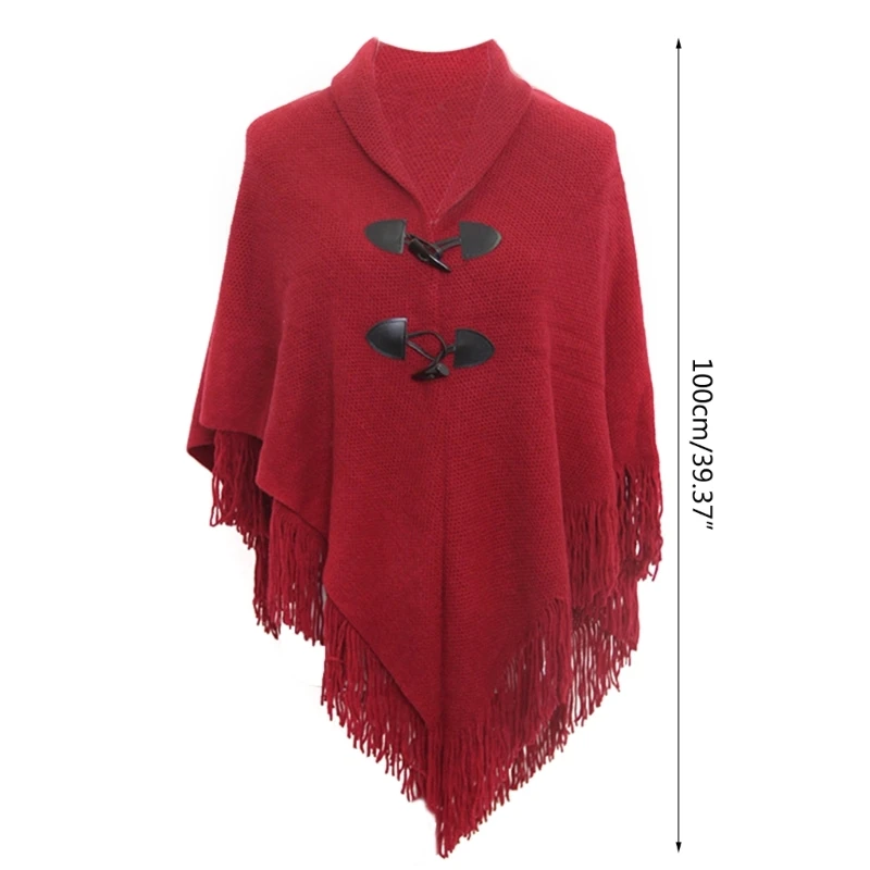 Shawl Wrap Poncho With Button Winter Poncho Cape Shawl Women Cloak Shawl Wrap Poncho Ruana Cape Cardigan Sweater Open