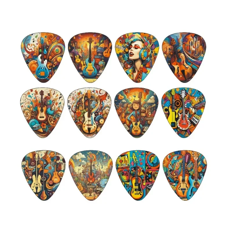 

New 0.46/0.71/1.0Mm 12pcs/set Guitar Paddles Cartoon Couples Acoustic Guitar Picks Musical Instrument Accessories Pick Guitar