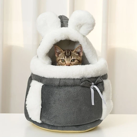 Pet Carrier Bag Small Cat Dog Backpack Winter Warm Soft Plush Carrying Pets Cage Walking Outdoor Travel Kitten Hanging Chest Bag