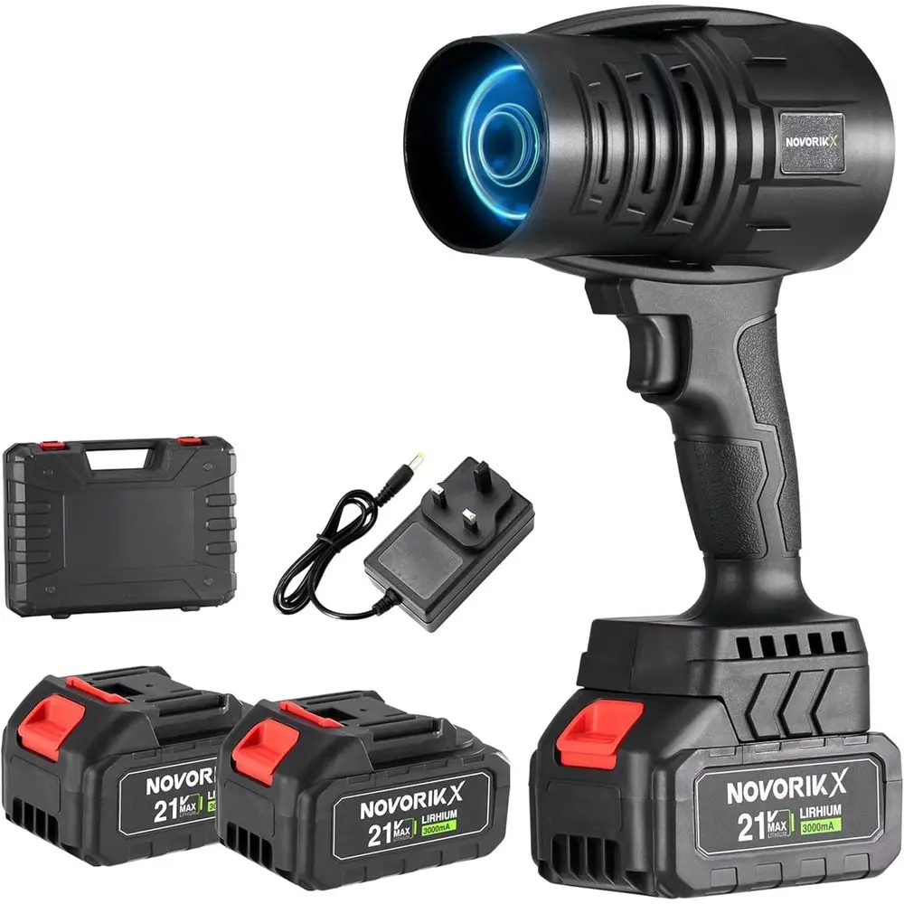 

20V Handheld Electric Leaf Blower 30,000 RPM, 2 * 3Ah Batteries, Ideal for Lawn Care, Blowing Leaves & Dust - Black