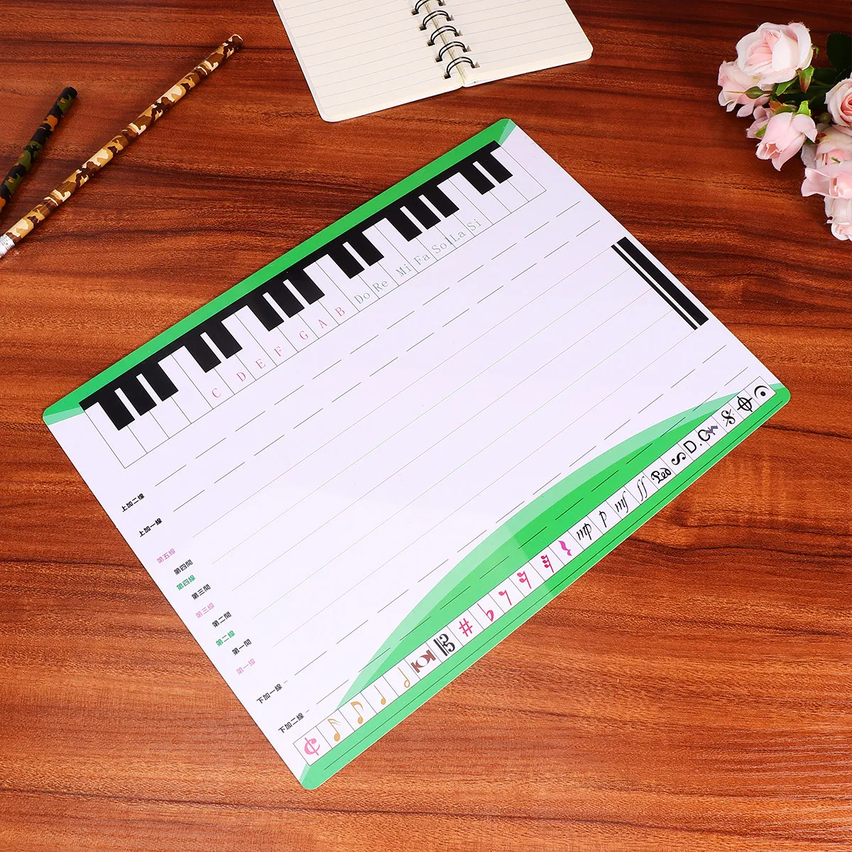2Pcs Music Staff Whiteboard Magnetic Dry Erase Board Erasable Writing Surface for Piano Teaching Home Practice Wall