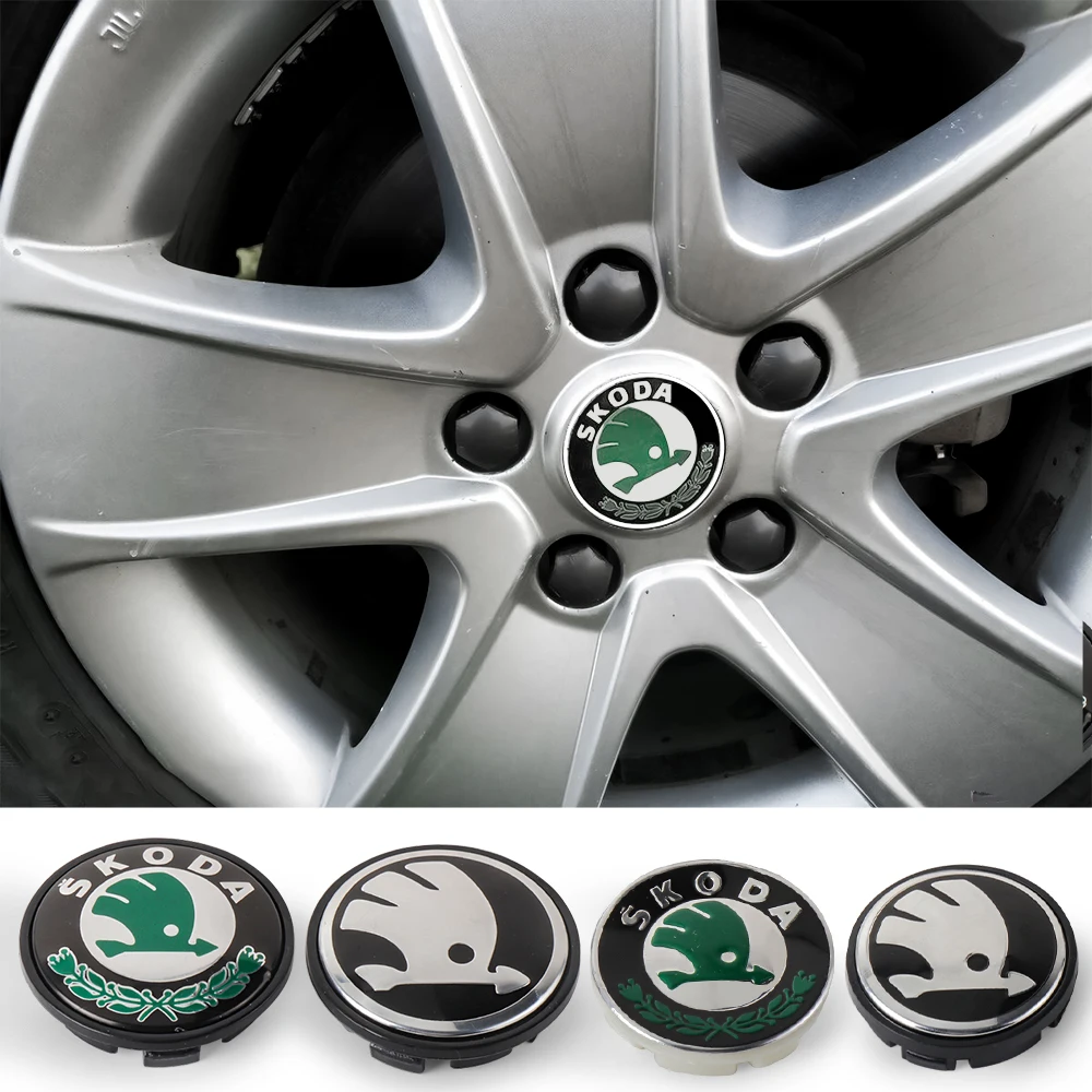 55/65mm 4 piezas estilo de coche emblema de logotipo automático tapacubos central de rueda accesorios para Skoda Vision-E 440 Afriq Kamio Fabia