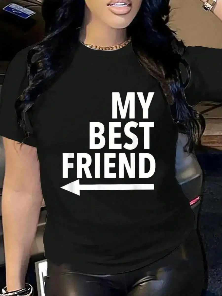 100_ Cotton My Best Friend With Arrow Right T-Shirt Men s Women s Soft Breathable Tee Classic Fashion Summer Tops Printing Short Sleeve T-Shirt