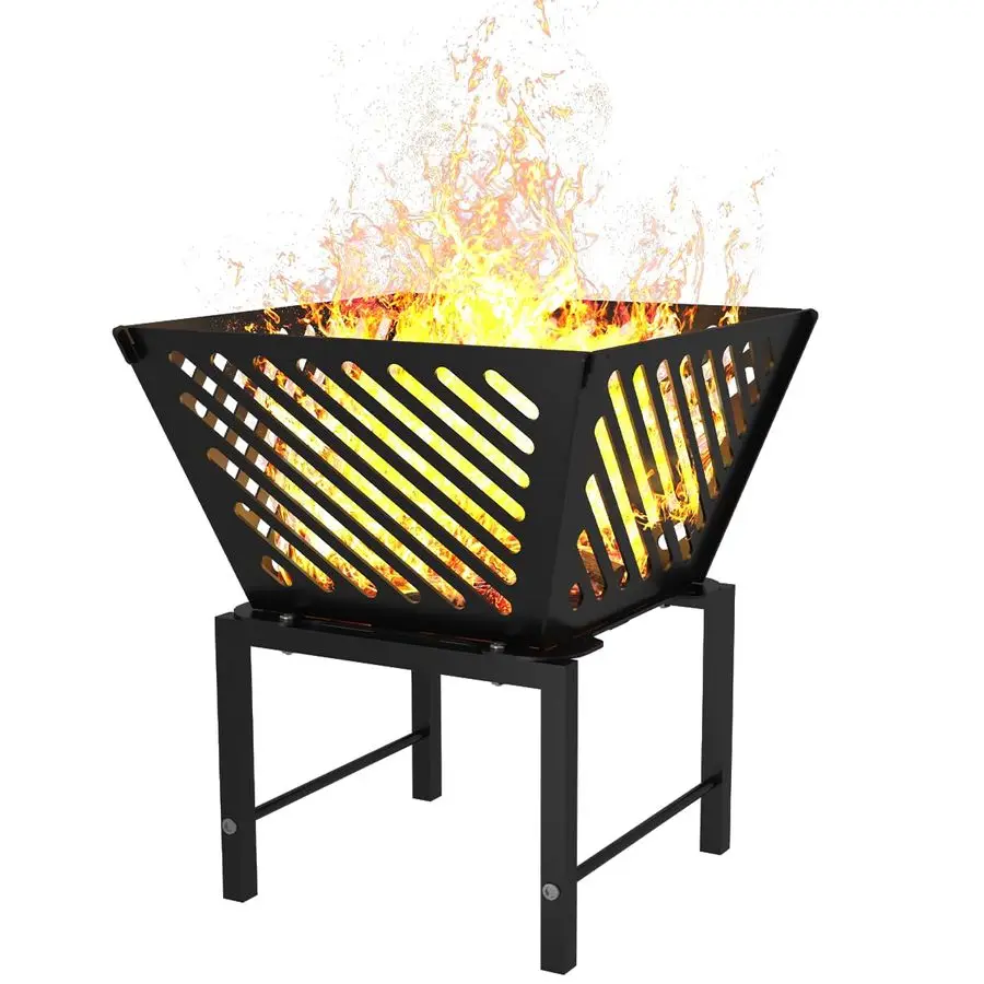 

Уличный очаг для костра (17 дюймов), портативный, с сумкой для хранения, для кемпинга, обогрева патио, пикников и барбекю, трапециевидный, с диагональным вырезом.