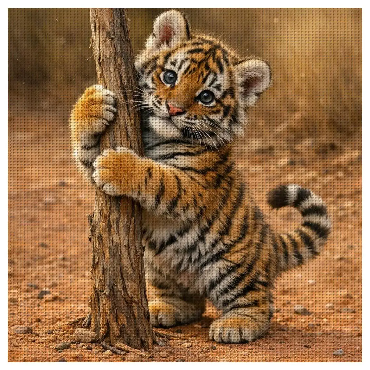 1pc 30X30CM/11.8inch Little Tiger Stamped Cross Stitch Kit DIY Kit 11/14/16CT DIY Embroidered Set DIY Cross-Stitch Set
