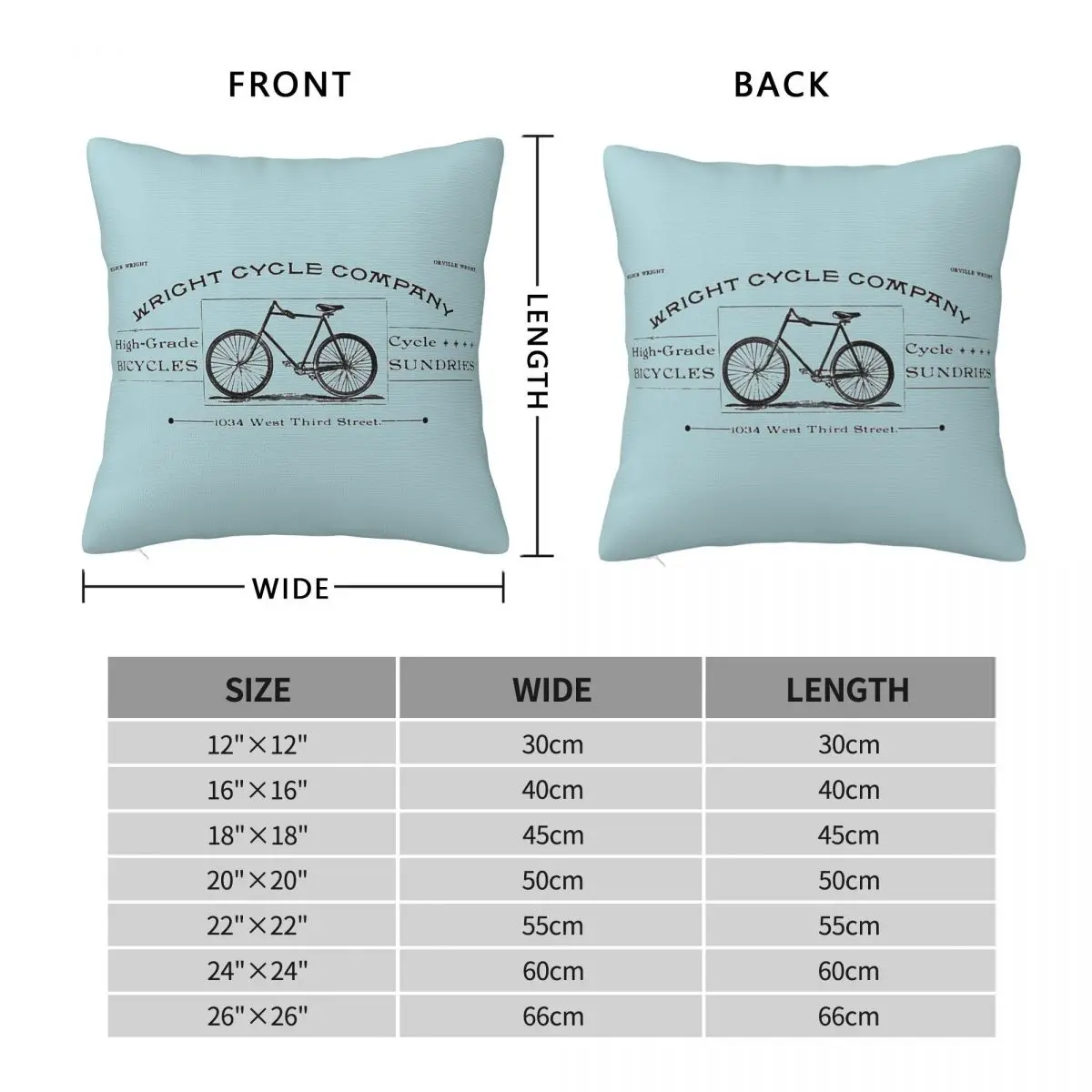 Wright Brothers Cycle Company Square Pillowcase Polyester Linen Velvet Pattern Throw Pillow Case Home Cover Wholesale 45x45