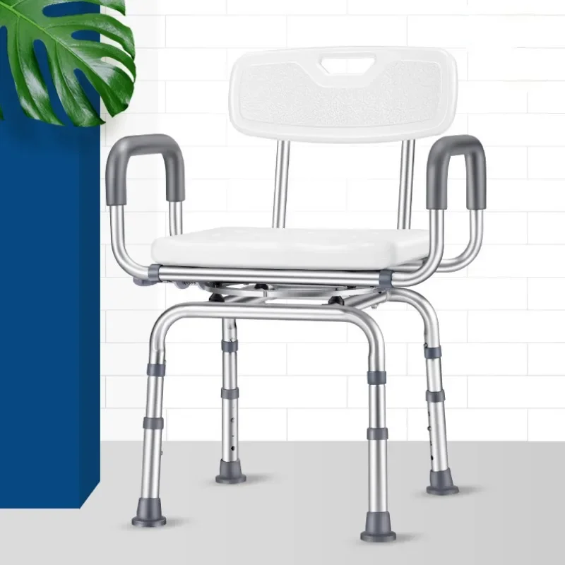 Aluminum Alloy Rotatable Elderly Bathroom Chairs Bath Chair, Height Adjustable Adult Shower Chair, Mobility Aids Bath Stools