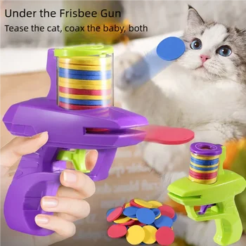 Interactive Cat Dog Toy Set with Colorful Flying Discs Pet Gun Launcher for Kitten Indoor…