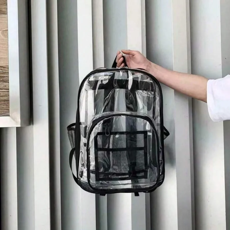 Mochila transparente Mochila transparente de PVC resistente Mochila transparente impermeable (negro), mochila transparente impermeable, estilo informal