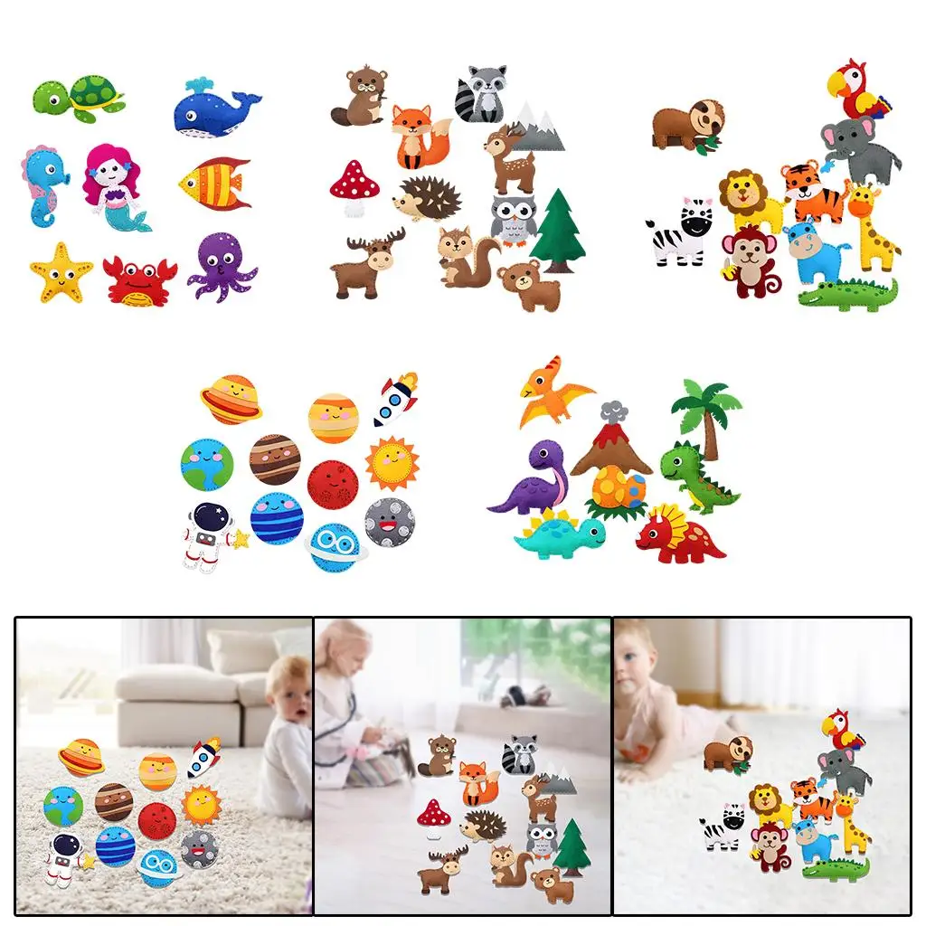 Kit d'artisanat de couture, kit de couture artisanal en feutre d'animaux, pour filles et garçons, kit de couture éducatif, kits d'artisanat de 2 ans