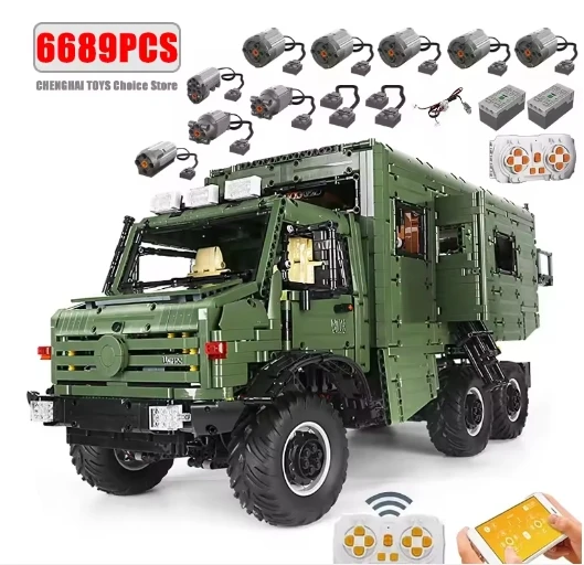

6689pcs Military truck loader High-Tech RC off-road vehicle Car J907 Unimog MOC NOMADISMS RV Motorhome Buidling Block Bricks