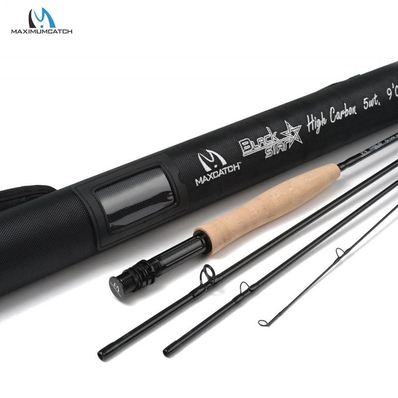 MAXIMUMCATCH 9ft 4/5/6/7/8WT canne à mouche étoile noire Action rapide 30T + 40T canne à pêche à la mouche hybride en Fiber de carbone pour la pêche de précision