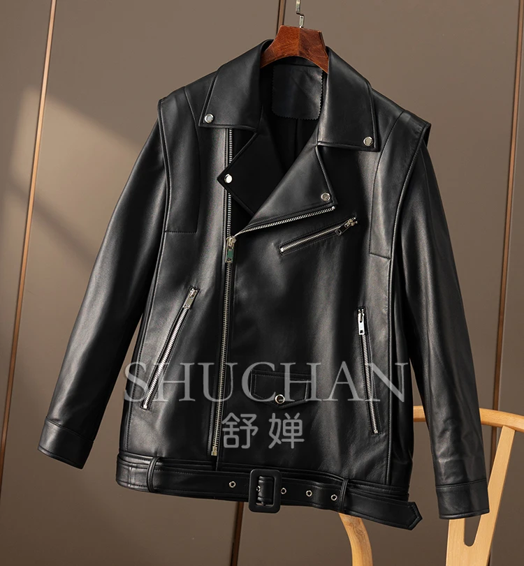 Italian-style Luxury Loose Sheepskin Leather Jacket Women Real Leather Jacket Women  Casacos Femininos Inverno 2024 Autumn