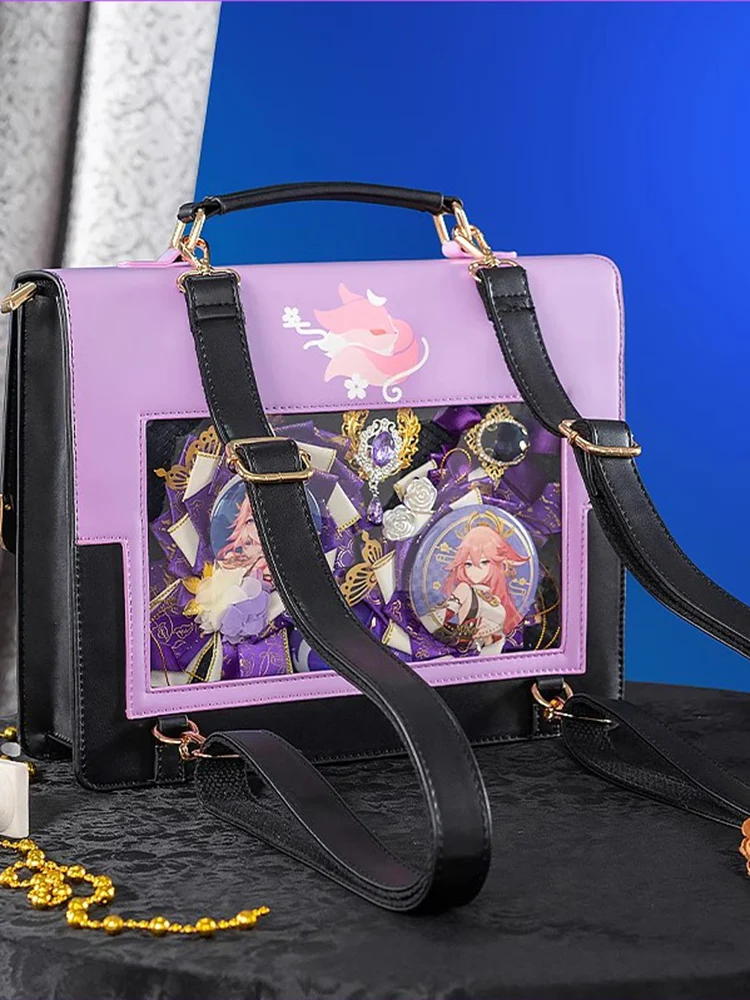 In Stock Genshin Impact Yae Miko PU Doujin Backpack Anime Game Cosplay Prop Schoolbags Vision Shoulder Bag Handbag Xmas Gifts