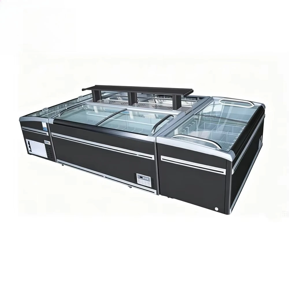 FL Island Style Refrigerated Cabinet High Efficiency Open Display Cooler For Convenience Store Frozen Food Display Application