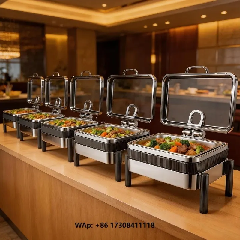 Factory Direct Sale Hydraulic Electric Chaffing Dish Luxury Stainless Steel Food Warmer Set for Restaurant Buffet
