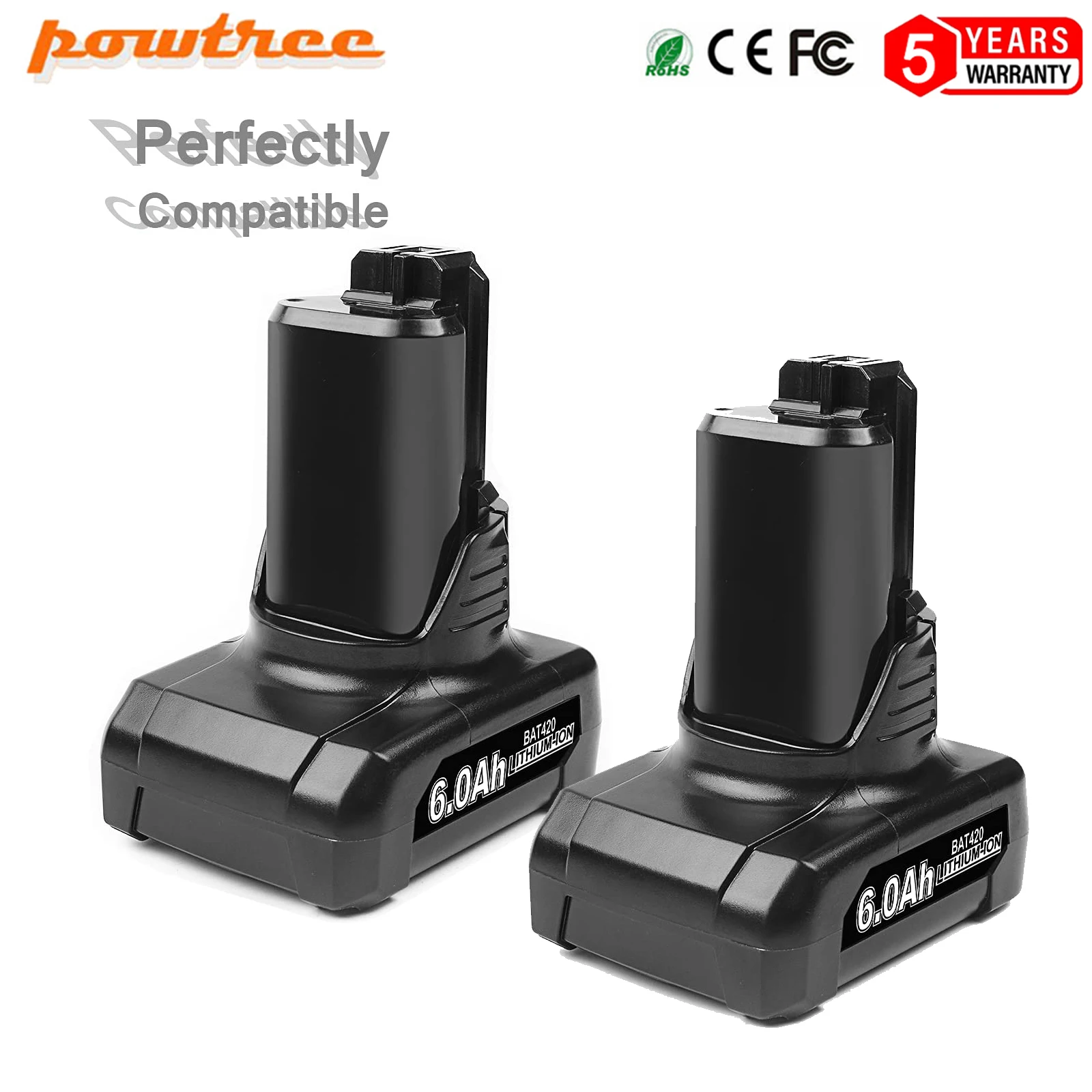 Powtree 12V 6000mAh batteria al litio per Bosch BAT420 BAT411 BAT412 BAT413 BAT412A 10.8V Cordless Power Tools sostituzione della batteria