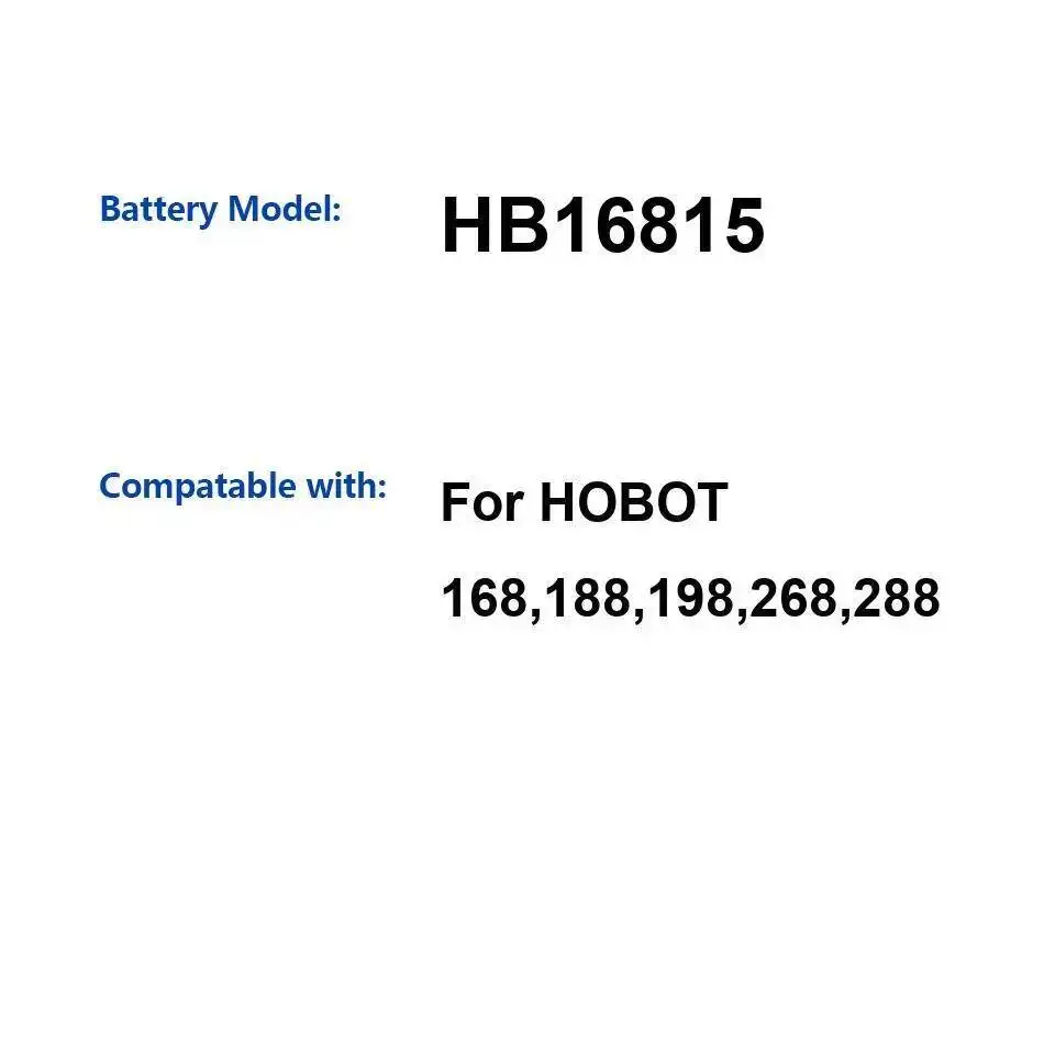800Mah HB16815 Robotic Vacuum Cleaner Battery For Hobot 168 , 188 198 268 288 Lightweight