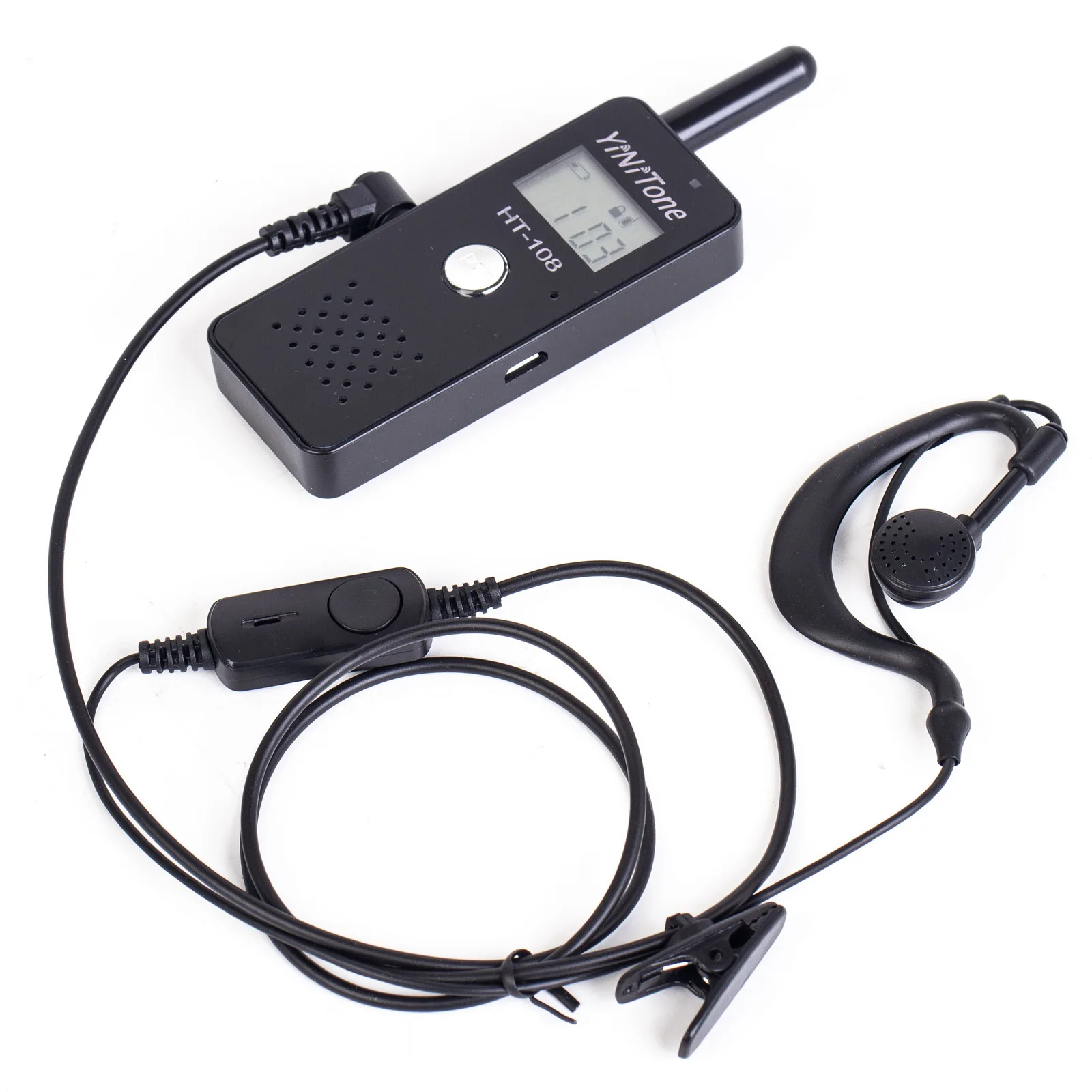 Mini walkie-talkie portátil HT-108, recargable con auricular, batería de litio de gran capacidad, pequeño y ligero