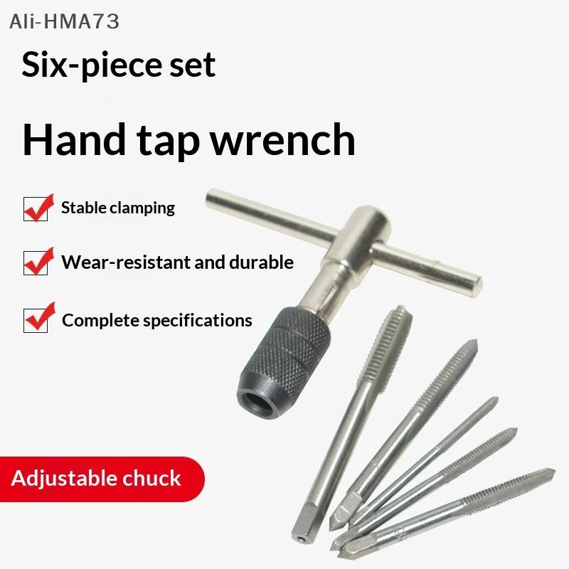 

3-6mm T-shaped Tap Wrench 5Pcs Hand Tap M3-M8 Tapping Screwdriver Wrench Thread Tapping Hand Tool Set