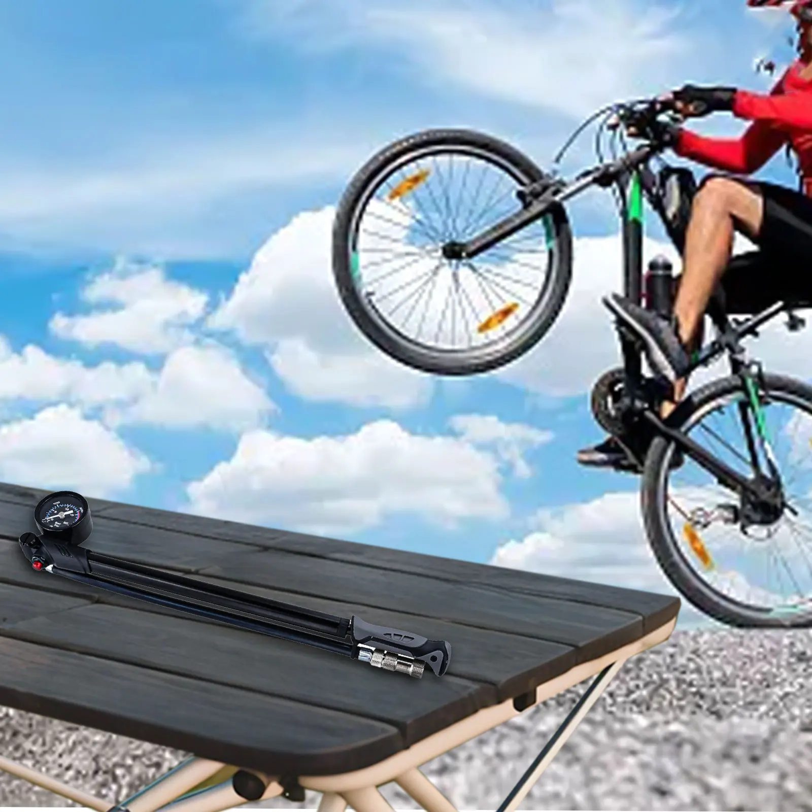 Aluminum Alloy Pump Front Fork Pump For Bike Maintenance 360° Rotating Joint Anti-rust For Electric Tire Labor-saving