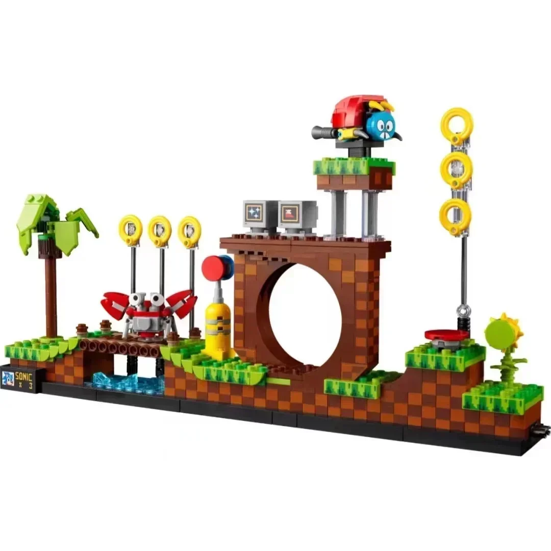 Ideas 21331 1125pcs Hedgehogss Pop Game Green Hill Zone Model Building Blocks Bricks Kits Toys for Children Gift