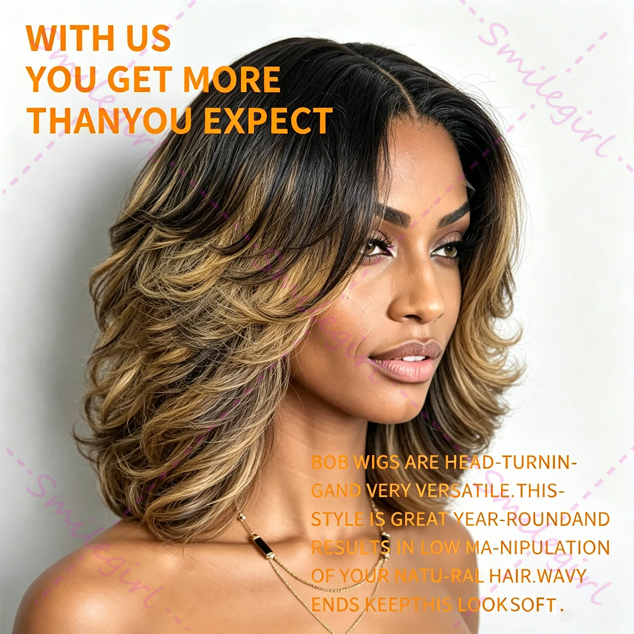 Body Wave 4/27 Color Short Bob Wig Ombre Highlight 5X5 Lace Frontal Wigs Brown Honey Blonde Raw Human Hair Preplucked Layered Cut Bouncy Colored Bob Wig