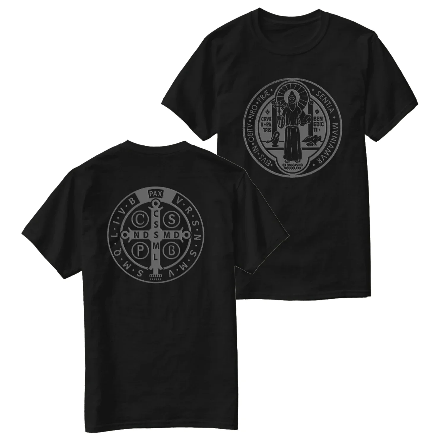

St. Benedict Medal Catholic T-Shirt 100% Cotton O-Neck Short Sleeve Summer Casual Mens T-shirt Regilion Streetwear