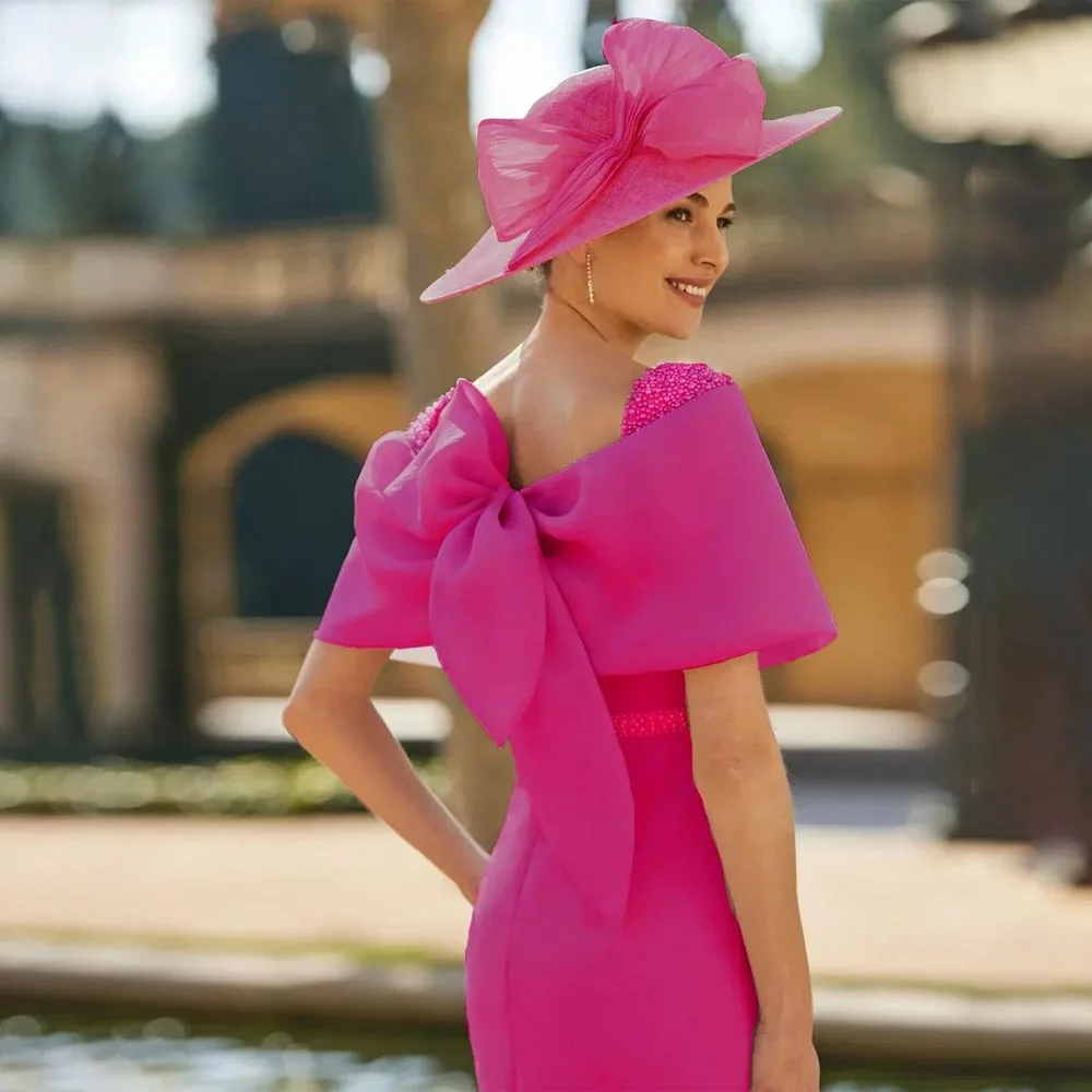 Vestidos de sirena para madre de la novia, vestidos de invitados de boda de satén con lazo y cuentas, vestido largo de lujo personalizado para mujer para fiesta de boda