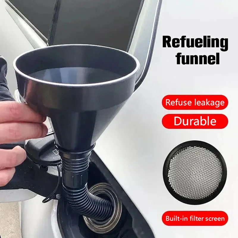 2 In 1 Refueling Funnel With Strainer Can Spout For Oil Water Fuel Petrol Diesel Gasoline For Auto Car Motorcycle Bike Truck ATV