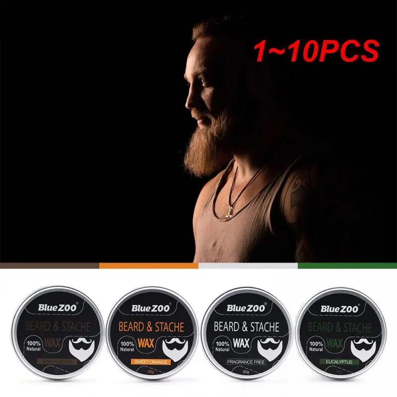 1~10PCS Natural Beard Balm Beard Conditioner Professional For Beard Growth Organic Mustache Wax For beard Smooth Styling 60g