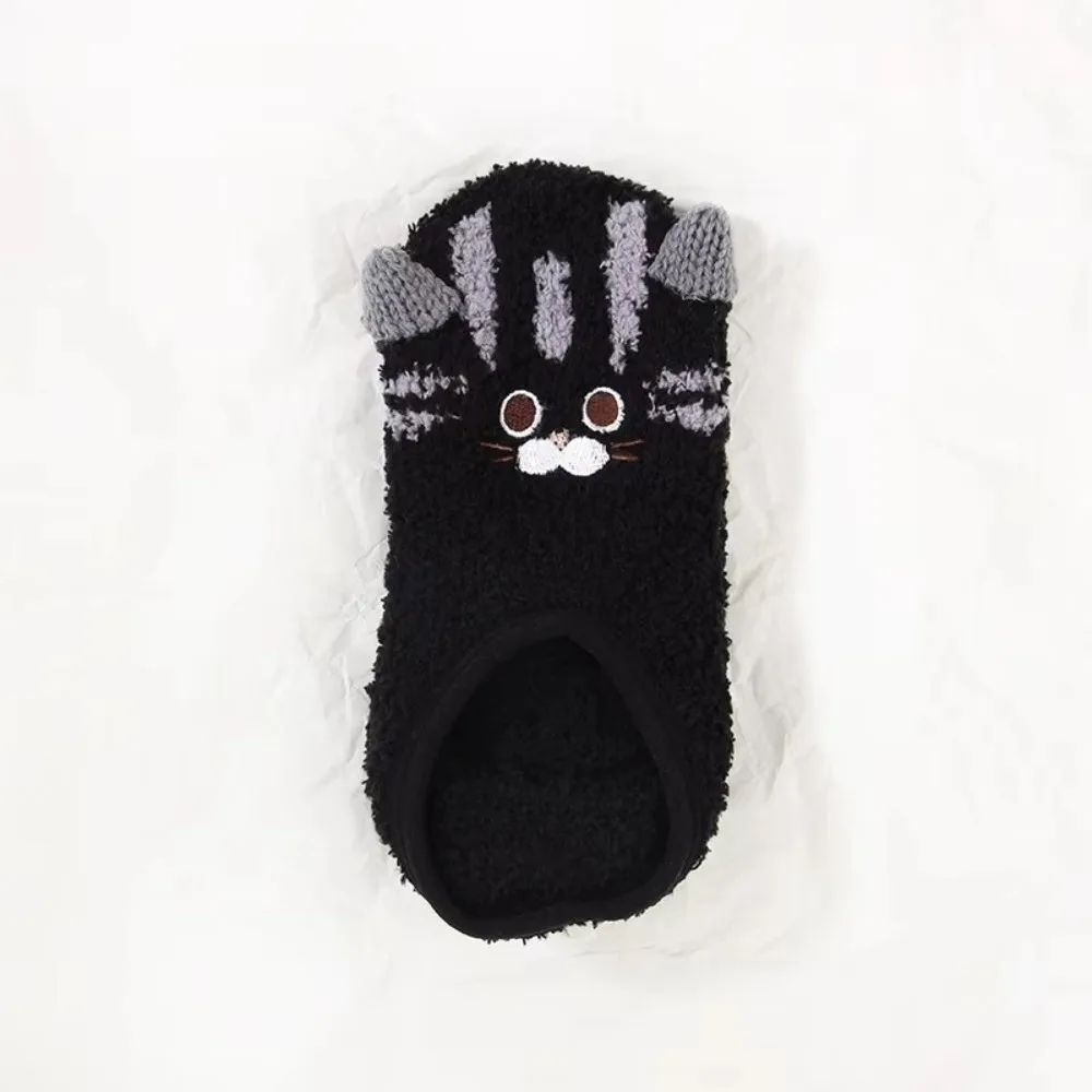 Cozy Non-Slip Fuzzy Slipper Socks Cartoon Gripper Sole Floor Socks Warm Lining Short Ankle Socks Indoor Wear