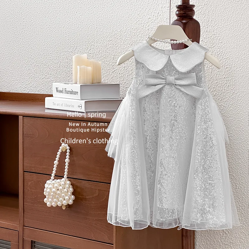 

Girls' summer dress new style sequin fairy dress strapless princess dress