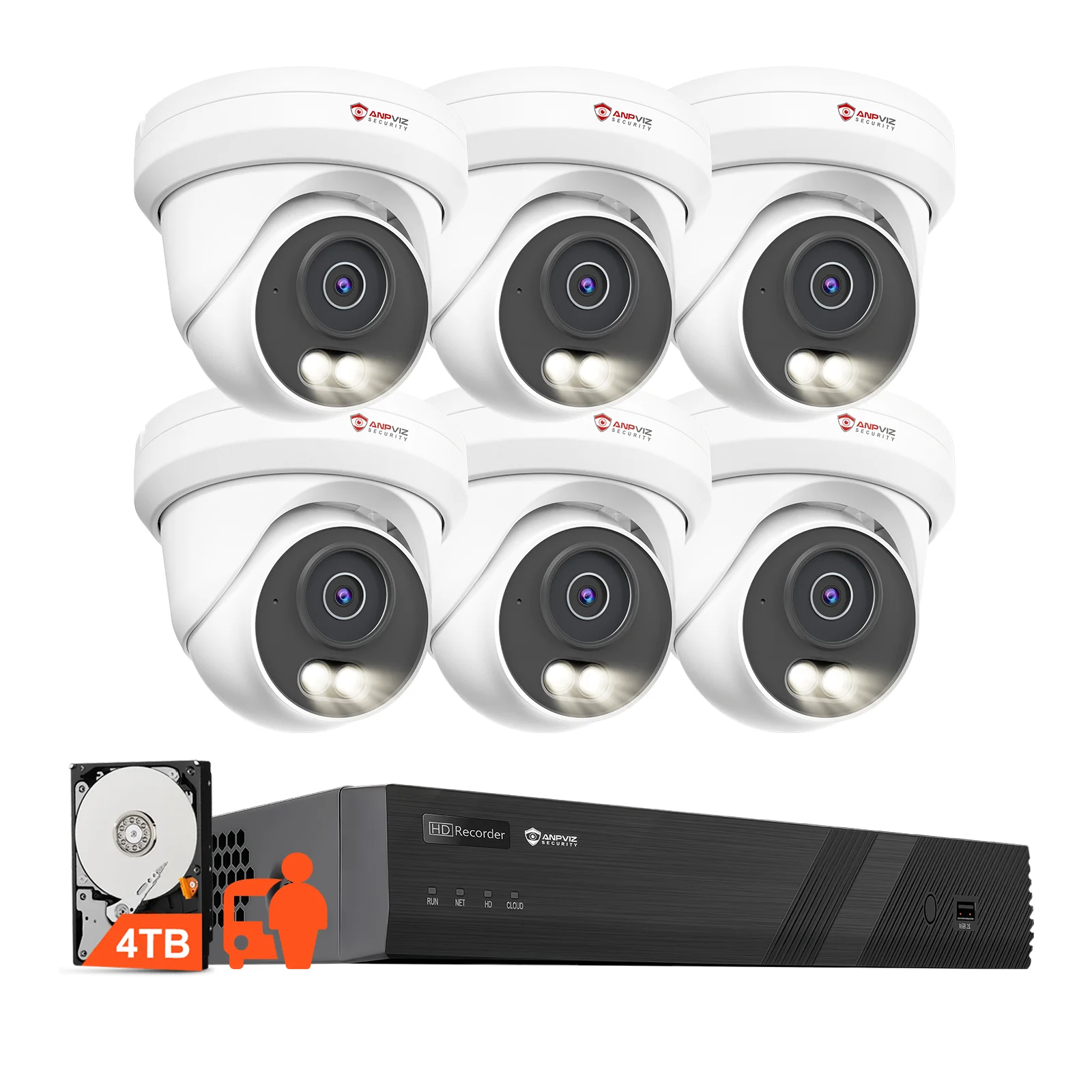 Anpviz 8CH 4K PoE Security Camera System 6pcs 8MP PoE IP Cameras Person Vehicle Detection Smart Dual Light 8CH NVR with 2TB HDD