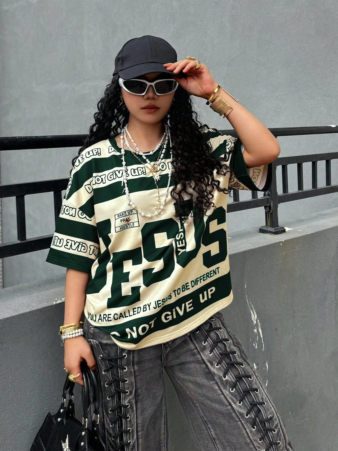 Rovax Plus Size Jesus Print Loose Casual Sport Style Women T-Shirt