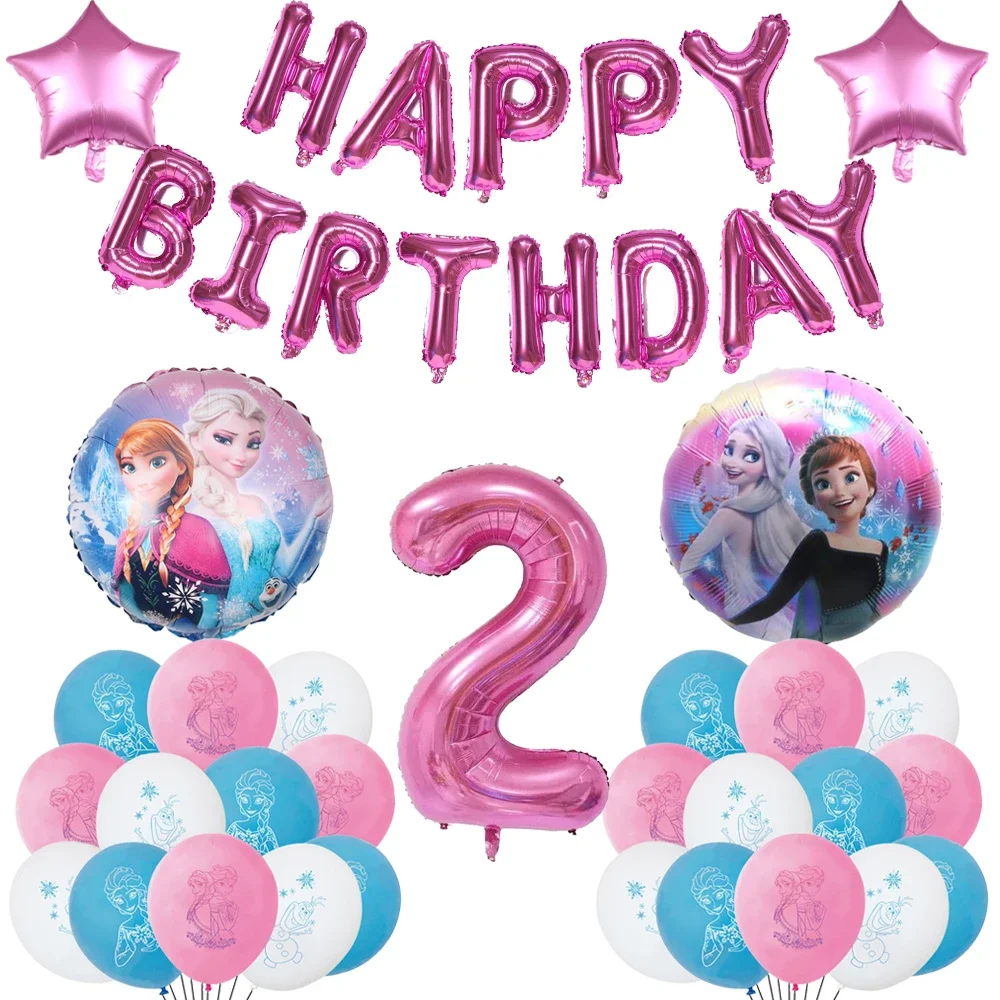 Disney Pink Frozen Theme Party Supplies Disposable Tableware Paper Cups Napkins Plates Banners Elsa And Anna Birthday Decoration