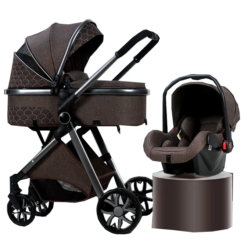 

2021 high landscape multi-functional baby stroller can sit and lie down 360-degree rotation shock absorber folding baby stroller