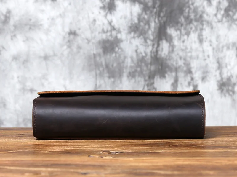 Nzpj Vintage Echt leder Herren Clutch Tasche verrückte Pferd Leder Handy tasche natürliche Top Layer Rindsleder Brieftasche für 8-Zoll-iPad – Detail 9