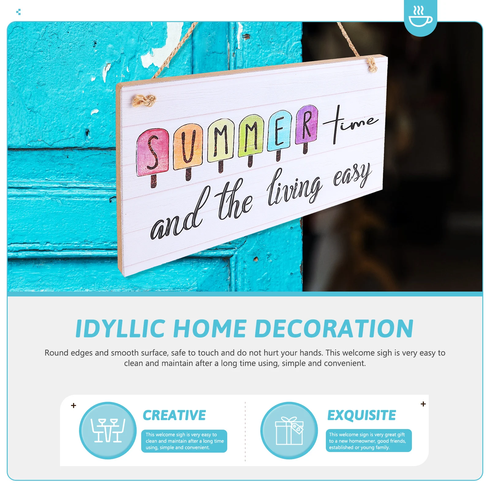 

Rustic Wood Welcome Sign with Smooth Surface Easy to Door Hanging Decoration for Home Garden Porch Living Room