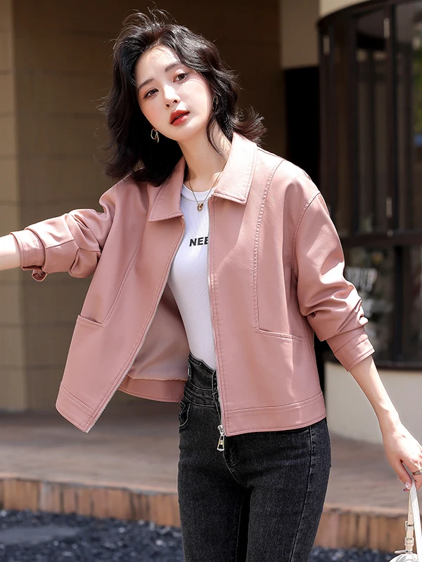  Ning Genuine Leather Jaet Women's ort Sle 2025 New Autumn Winter eepskin Casual Motorcycle Jaet Coat
