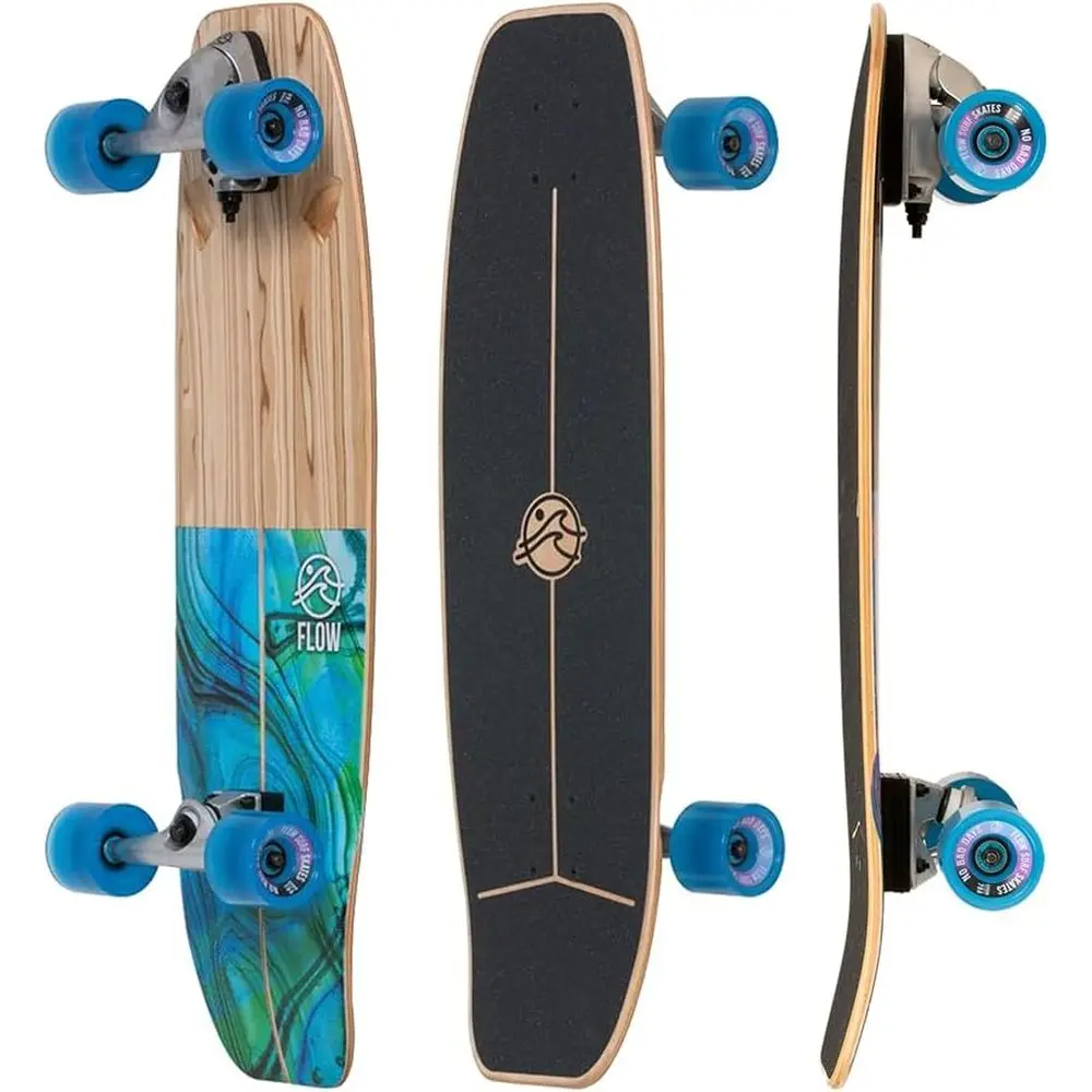 

32x10 7-Ply Maple Skateboard Deck with Exotic Veneer and Carving Trucks, Supports 275 lbs