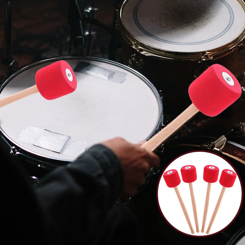 

Bass Drum Mallets Wooden Handle EVA Foam Head Lightweight Portable Performance for Snare Drum Percussion Instruments