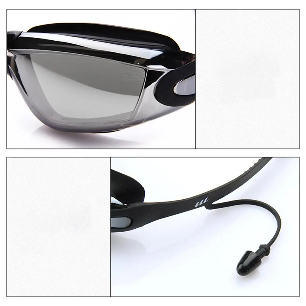 PC Swimming Goggles with Earplug Anti- No Leaking Polarized Anti-Fog Silicone