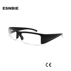 ESNBIE TR90 Spectacles Frames Male Square Half Frame Glasses Men 6 Base Designs Optical Glasses Black