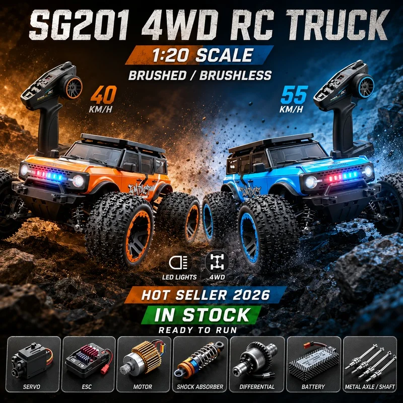 New Hot Sg201max Remote Control Car 1:20 Four-Wheel Drive Full Proportion Brushless Carbon Brush Remote Control Car  Model Toy