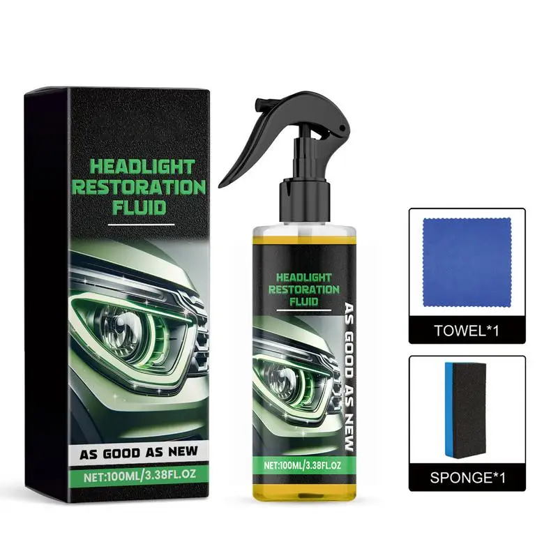 

100ml Car Headlight Repair Liquid Headlight Restorer Sprayer Car Headlight Repair Fluid Headlight Restoration Polishing Kit