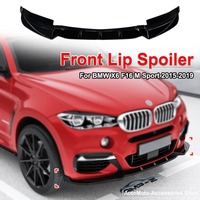 For BMW X6 F16 M Sport 2015-2019 Front Bumper Shovel Lip Spoiler Glossy Black Car Body Kit Modification